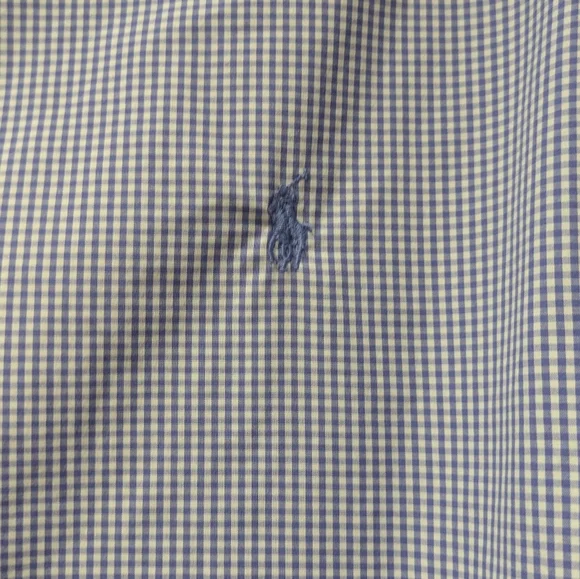 Ralph Lauren Men's Slim Fit Button Down Dress Shirt, Sz 18 (46), Blue And White - Picture 6 of 13